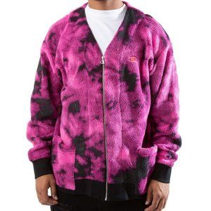 Champion Faux Sherpa Zip Up Cardigan Sweater Men's Small / Wmns Medium Tie-Dye